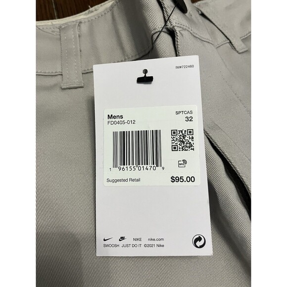 Nike Life El Chino Pants Mens Size 32 Loose Fit Stacked Grey FD0405-012 NWT - Picture 2 of 5